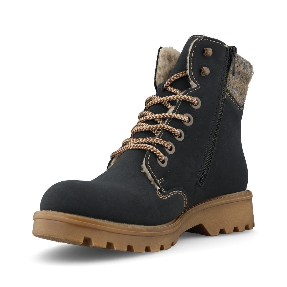 Rieker Ladies 73220-14 Lace Boot In Blue