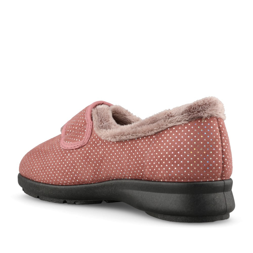 Ladies Heidi 75494R 2V Velcro Slipper In Rose Velour