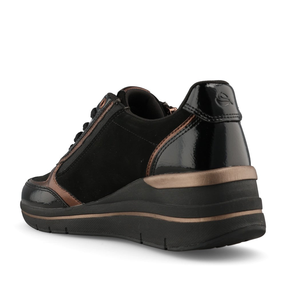 Jana Ladies 8-23789 Laced Trainer In Black