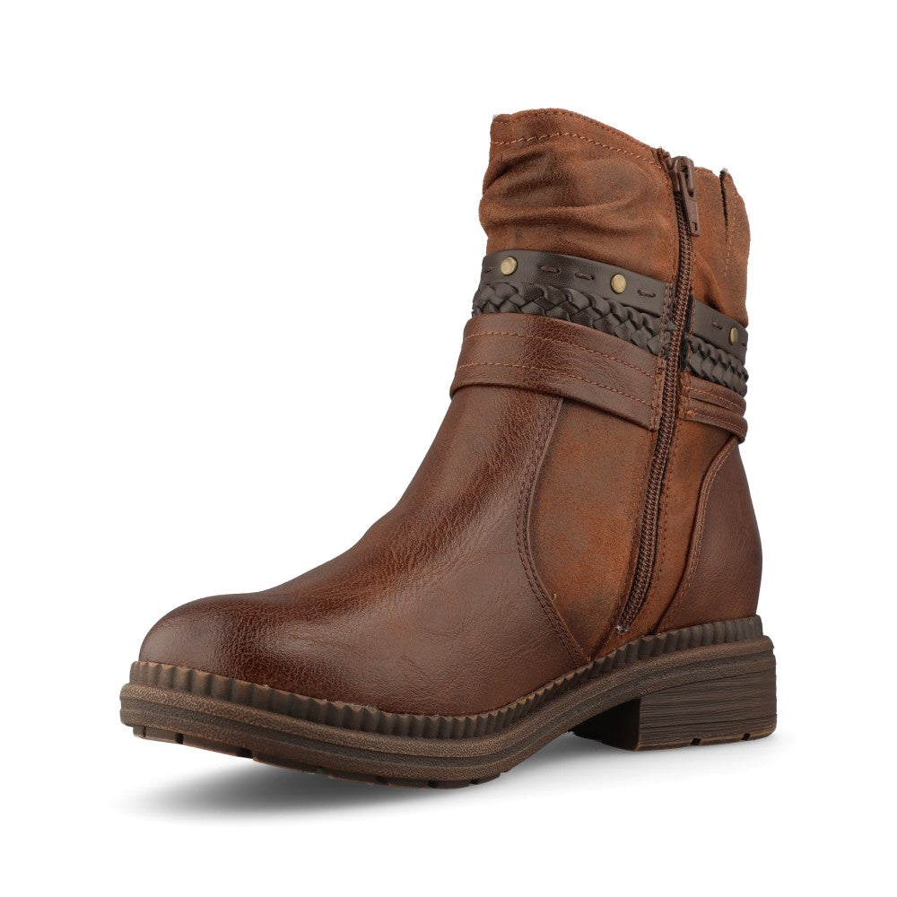 Jana Ladies 8-25464 Ankle Boot In Cognac