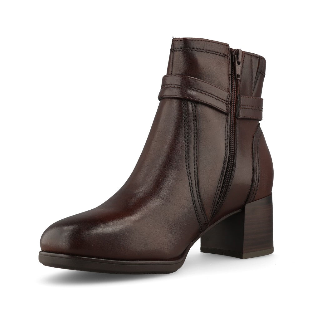 Jana Ladies 8-25763 Ankle Boot Mid Heel In Mocha