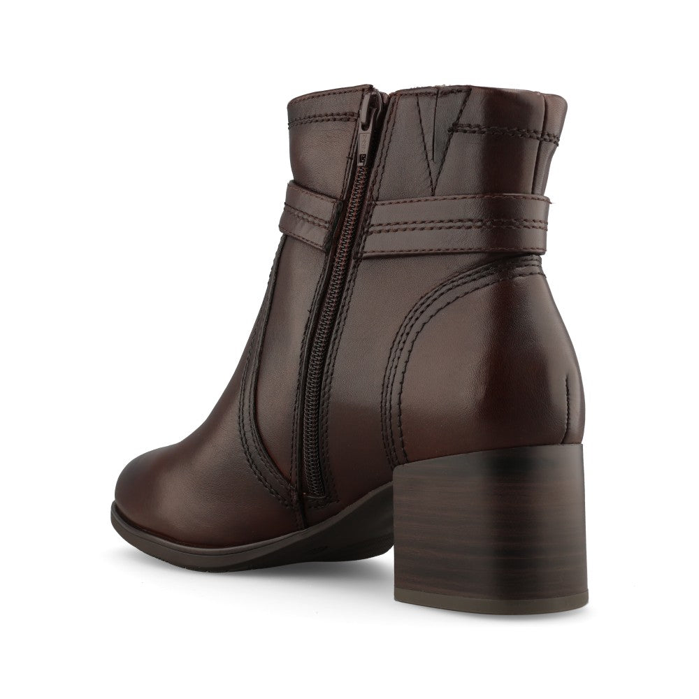 Jana Ladies 8-25763 Ankle Boot Mid Heel In Mocha