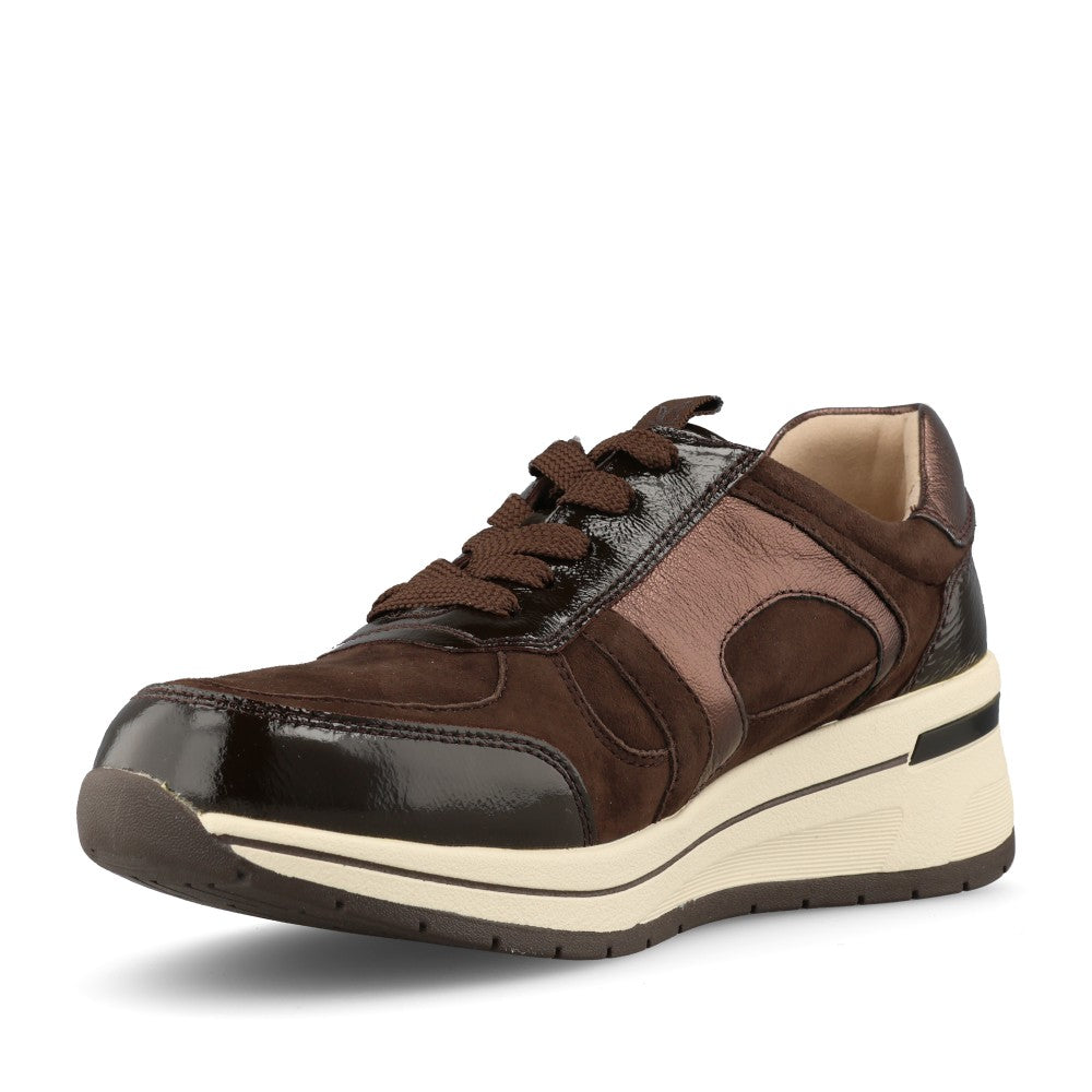 Caprice Ladies 9-23300 Wedge Laced Trainer In Brown