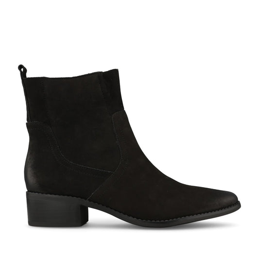 Caprice Ladies 9-25310 Block Heel Nubuck Ankle Boot In Black