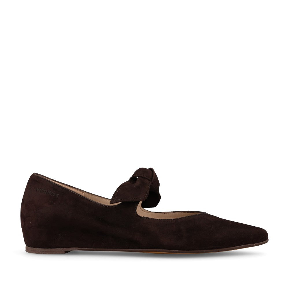 Wonders Ladies A-3840 Mary Jane Flats In Dark Brown Suede