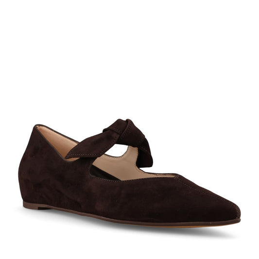 Wonders Ladies A-3840 Mary Jane Flats In Dark Brown Suede