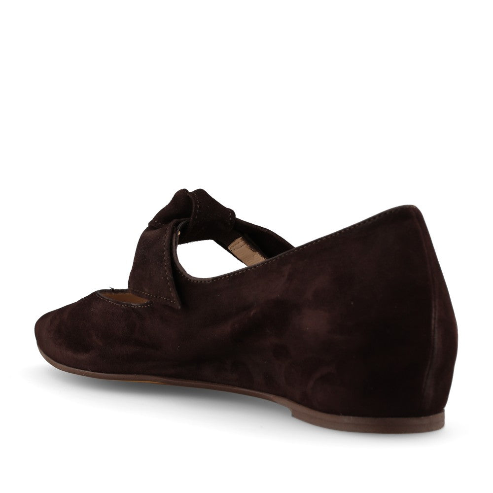 Wonders Ladies A-3840 Mary Jane Flats In Dark Brown Suede