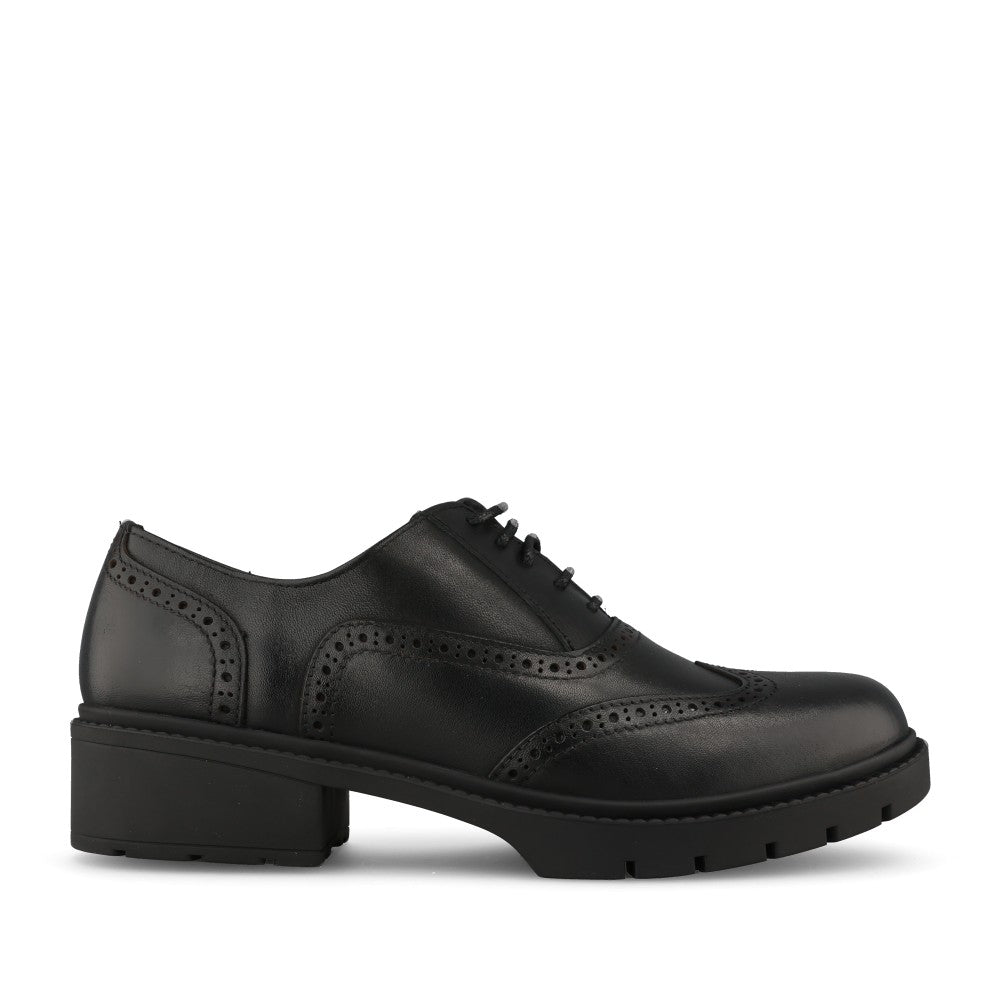 Ladies Aston Heeled Brogue Shoe In Black
