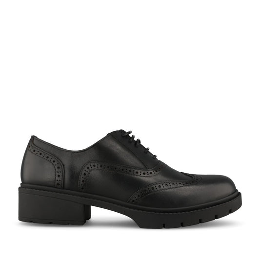 Ladies Aston Heeled Brogue Shoe In Black