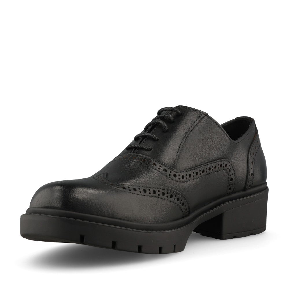 Ladies Aston Heeled Brogue Shoe In Black