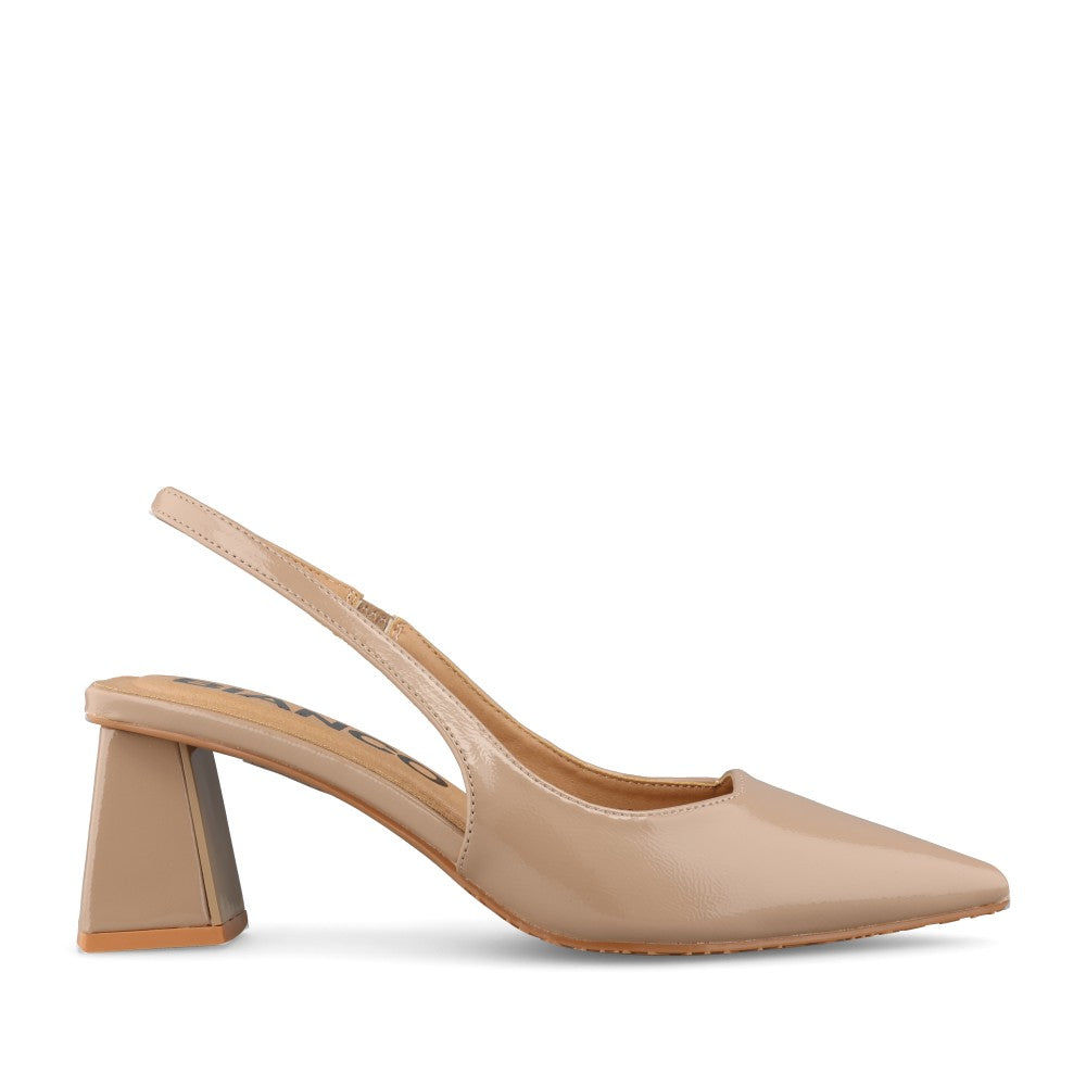 Bianco Ladies Biamaralyn Slingback Patent 11240941 Court Shoe In Beige