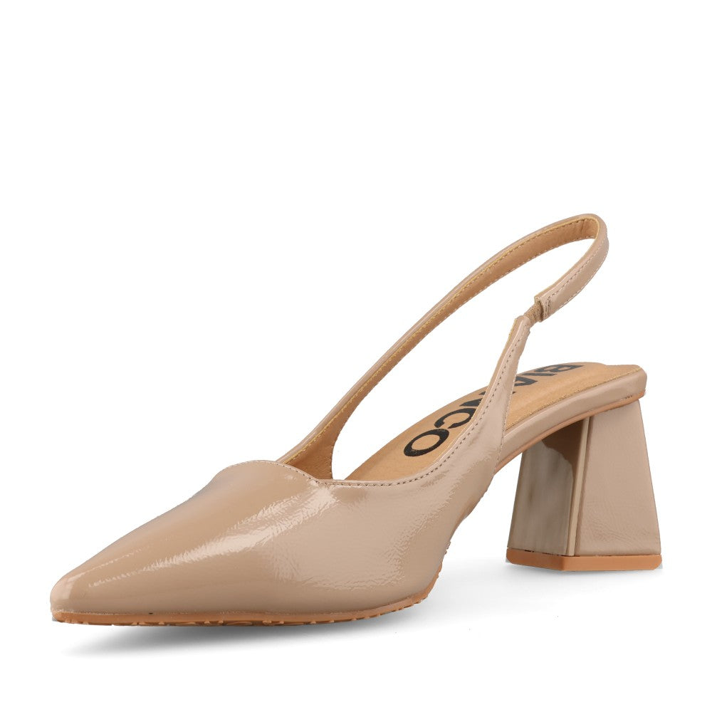 Bianco Ladies Biamaralyn Slingback Patent 11240941 Court Shoe In Beige