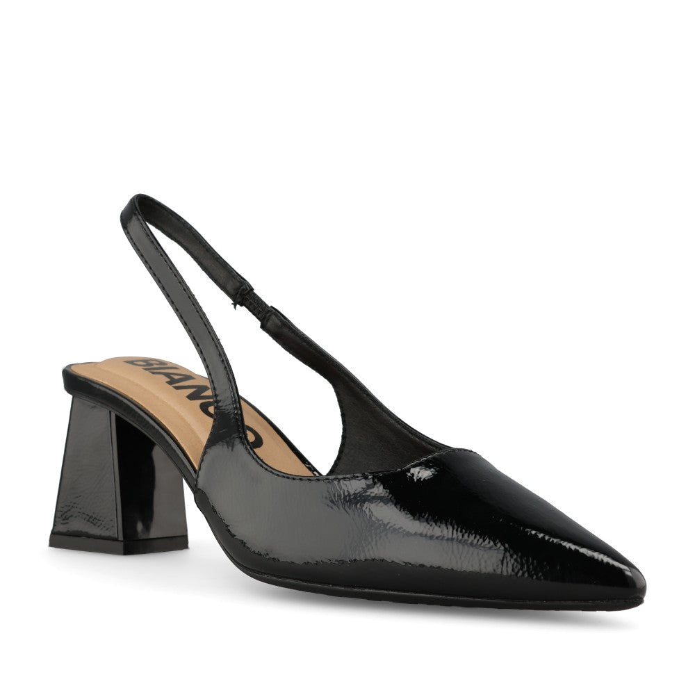 Bianco Ladies Biamaralyn Slingback Patent 11240941 Court Shoe In Black