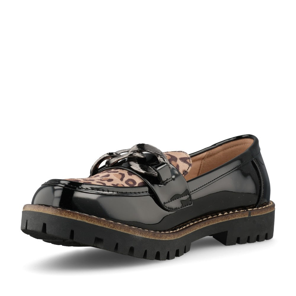 Shoes By Emma Ladies Bombay Shoe In Black Patent/Leopard