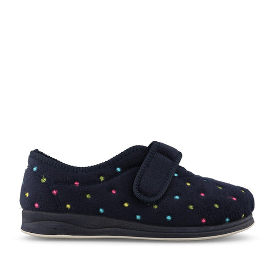 Camilla 447 Ladies Spotted Slipper in Navy Combi