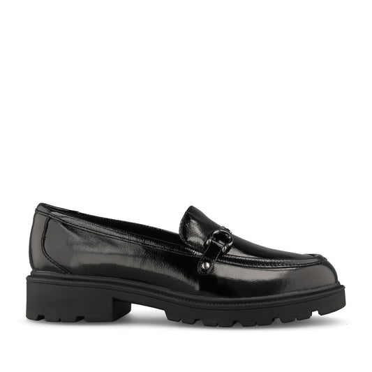 Clarks Ladies Code L Step Leather D-fit Shoe In Black Patent