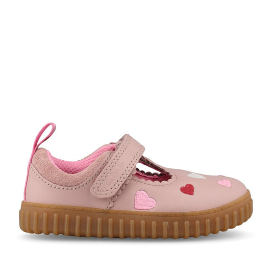 Clarks Girls Cove Heart T F-Fit Shoe in Dusty Pink