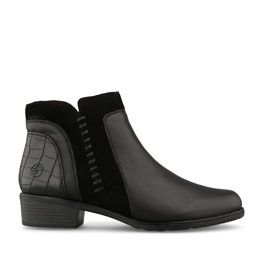 Remonte Ladies D6893 Ankle Boot In Black