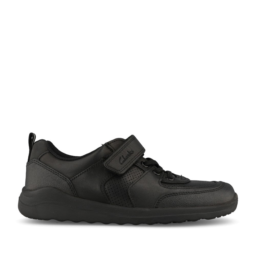 Boys Daze Bright Kids Black Leather Velcro Shoe In Kids G Fit