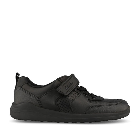 Boys Daze Bright Kids Black Leather Velcro Shoe In Kids F Fit