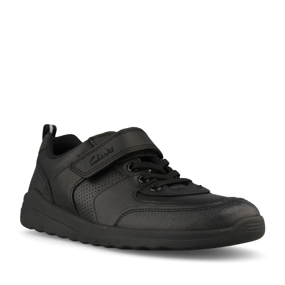 Boys Daze Bright Kids Black Leather Velcro Shoe In Kids G Fit