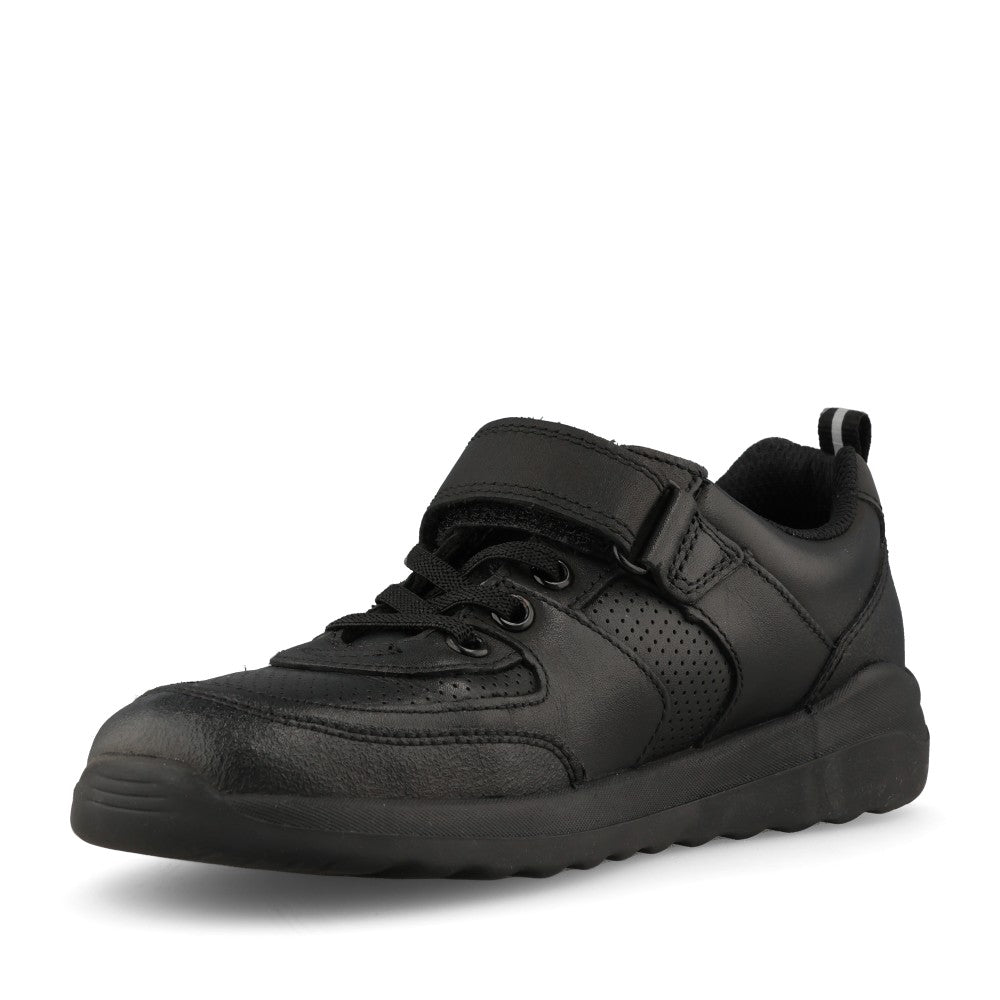 Boys Daze Bright Kids Black Leather Velcro Shoe In Kids G Fit