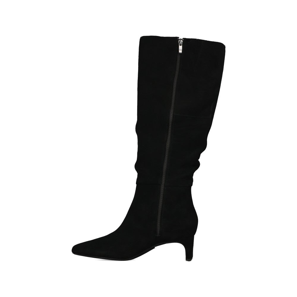 Clarks Ladies Edina Slouch Suede D-fit Boot In Black Suede