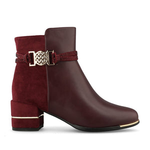 Redz Ladies F3166 Ankle Boot In Burgundy