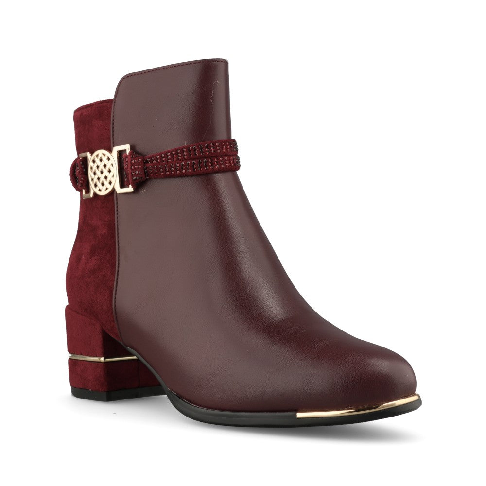 Redz Ladies F3166 Ankle Boot In Burgundy