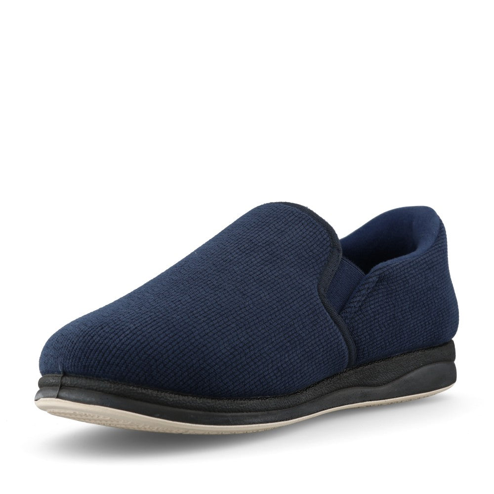 Padders Finn 402 Men's Wide Fit Step-In Slippers in Navy