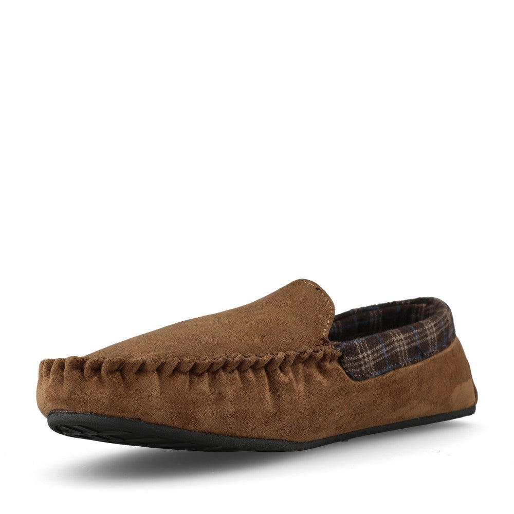 Clarks Mens Fireside Mocc Textile G-fit Slipper In Dark Brown