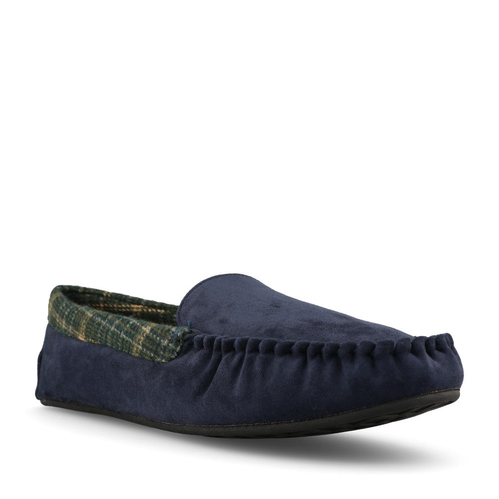 Clarks Mens Fireside Mocc Textile G-fit Slipper In Navy