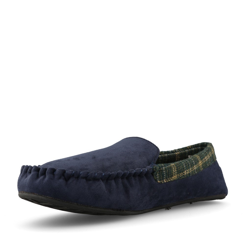 Clarks Mens Fireside Mocc Textile G-fit Slipper In Navy