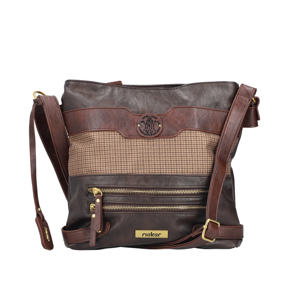Rieker Ladies H1346 Handbag With Zipper In Brown Multi
