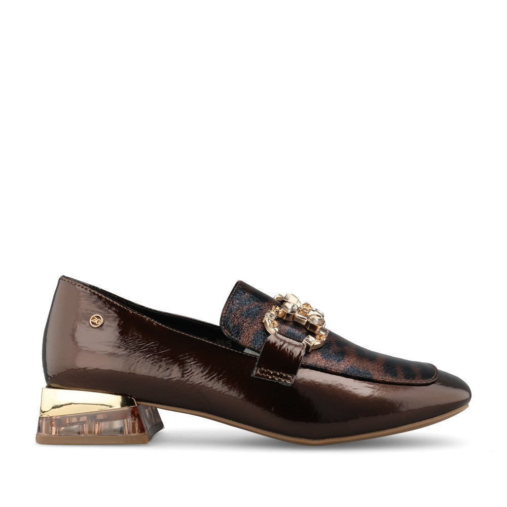 Zanni & Co Ladies Hahoe Shoe In Brown Patent with Cheetah Print