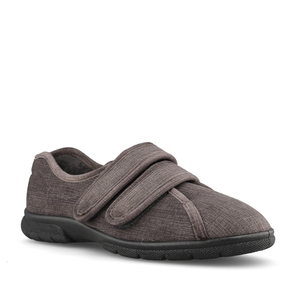 Mens 81007G Hamilton 2V Wide Fit Velcro Slipper In Grey