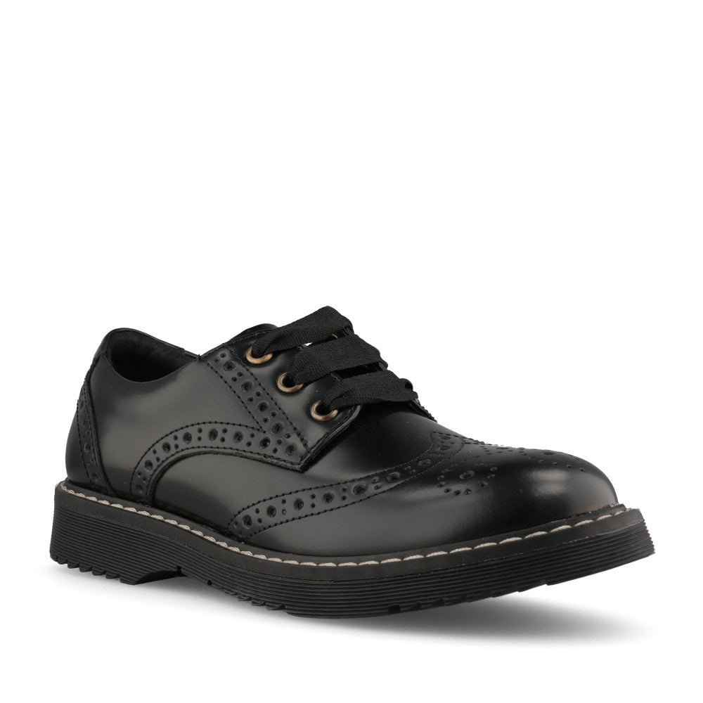 Start Rite Girls Impulsive Chunky Brogue W-Fit in Black Leather