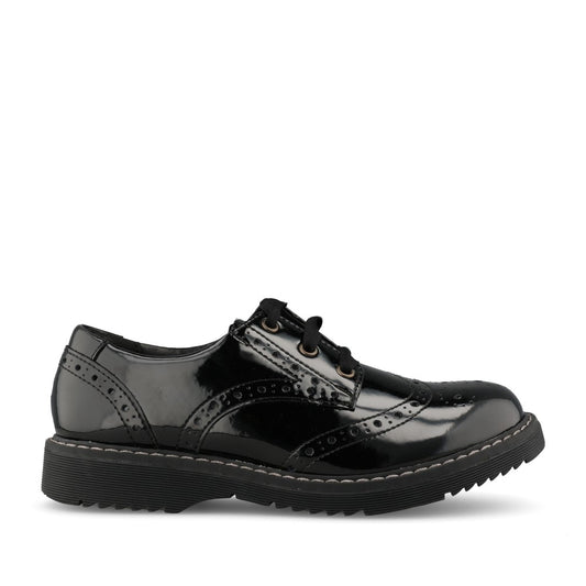 Girls Impulsive M-fit Laced Brogue In Blk Patent