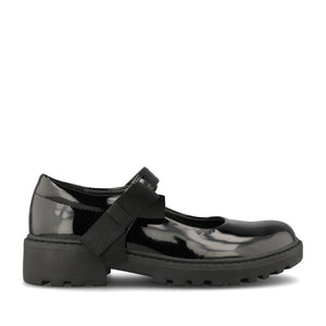 Geox Girls J1620E Casey Velcro Shoe Mary Jane in Black Patent
