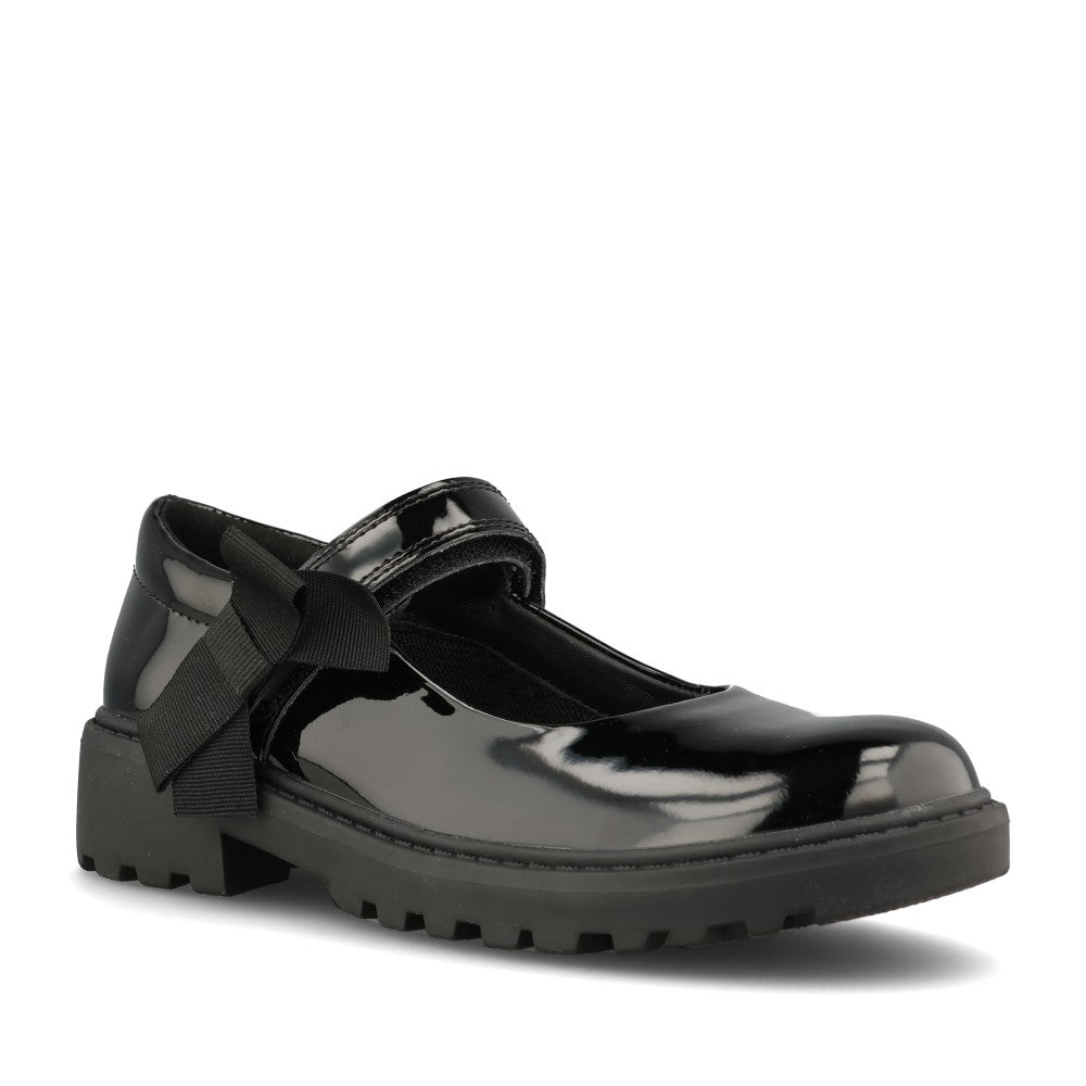 Geox Girls J1620E Casey Velcro Shoe Mary Jane in Black Patent