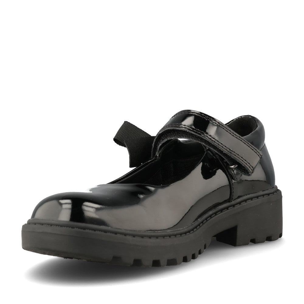 Geox Girls J1620E Casey Velcro Shoe Mary Jane in Black Patent