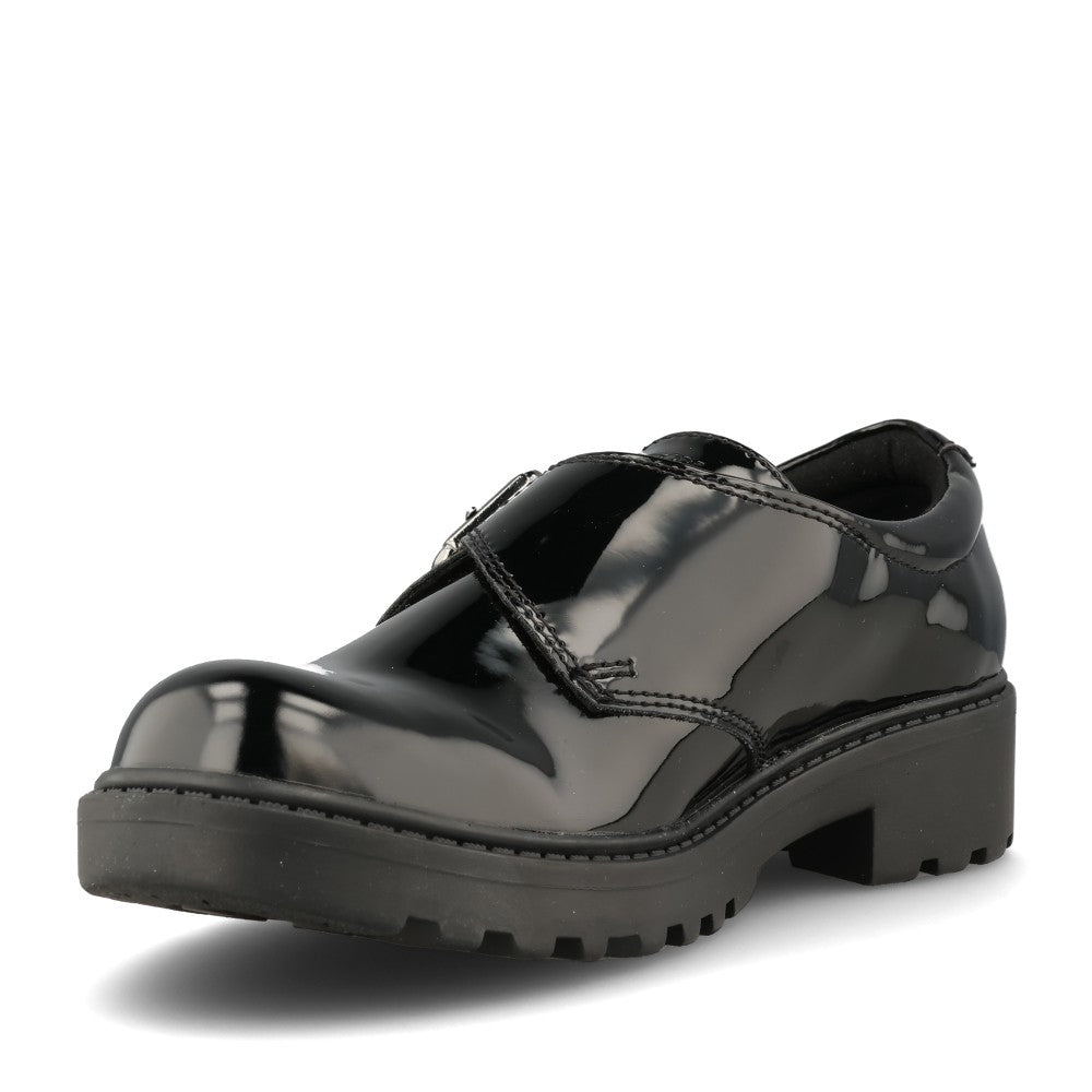 Geox Girls J6620B Casey Patent Buckle Shoe in Black