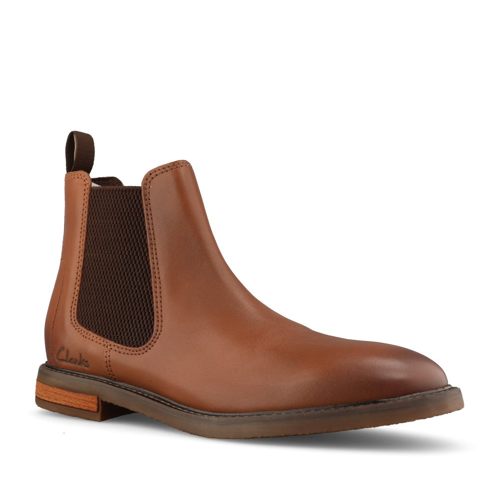 Clarks Mens Jaxen Easy Leather G-fit Boot In Dark Tan