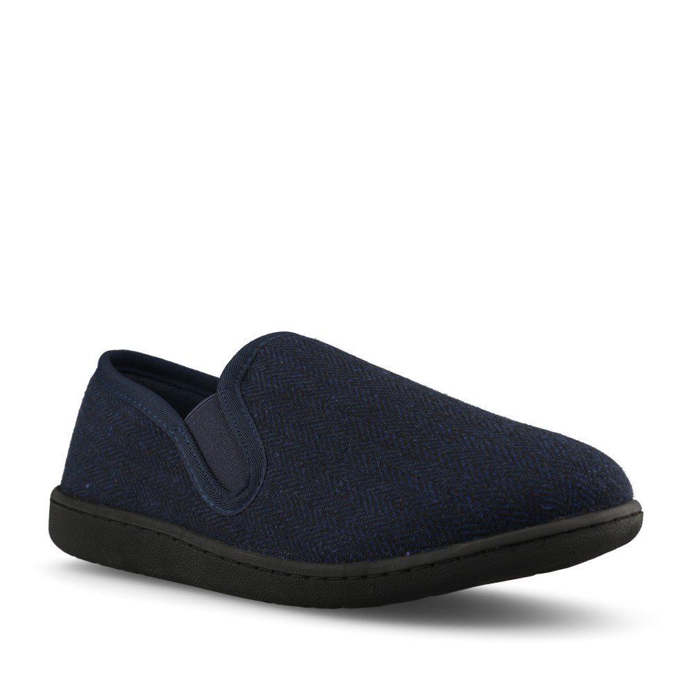 Clarks Mens King Ease Textile G-fit Slipper In Navy Interest