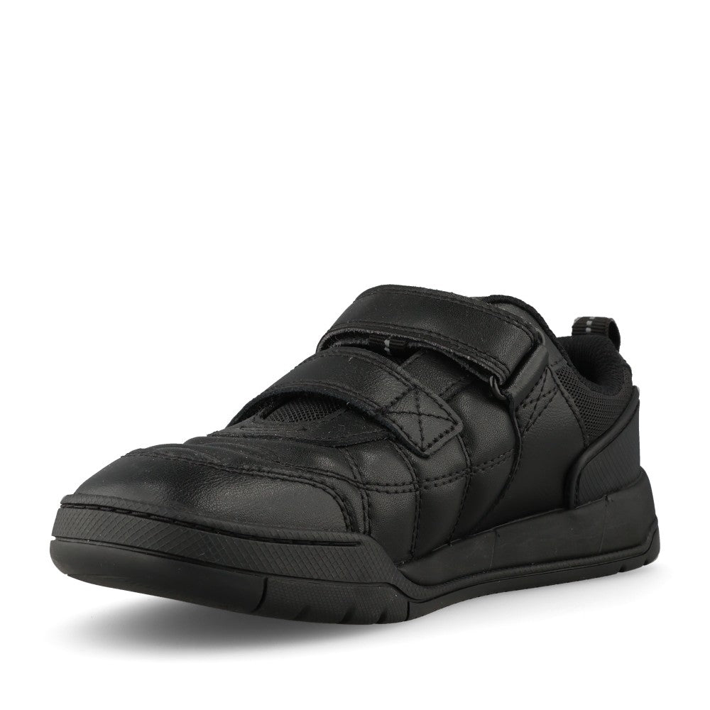 Clarks Boys Laser Cross Y F-FIT Velcro in Black Leather