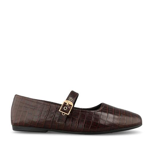Clarks Ladies Livia Jane Leather D-fit Shoe In Dark Brown Croc