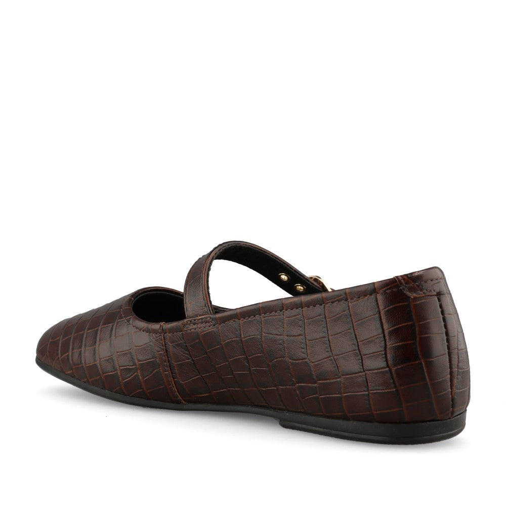 Clarks Ladies Livia Jane Leather D-fit Shoe In Dark Brown Croc