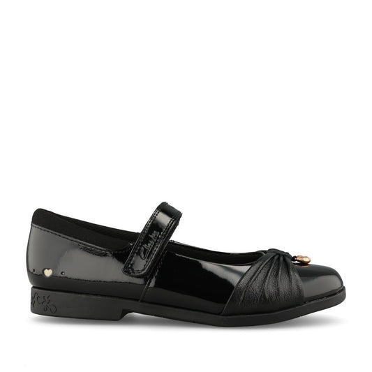 Clarks Girls Lock Gem F-FIT Mary Jane in Black Patent