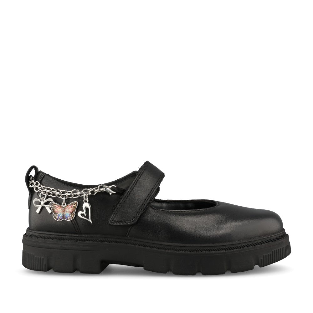 Clarks Girls Lorcamcharm K F-FIT Mary Jane in Black Leather
