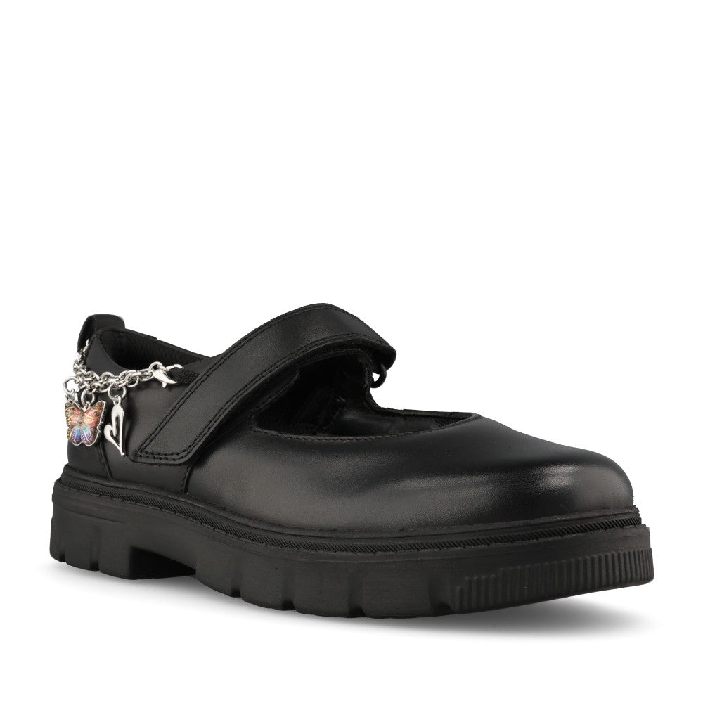 Clarks Girls Lorcamcharm K F-FIT Mary Jane in Black Leather